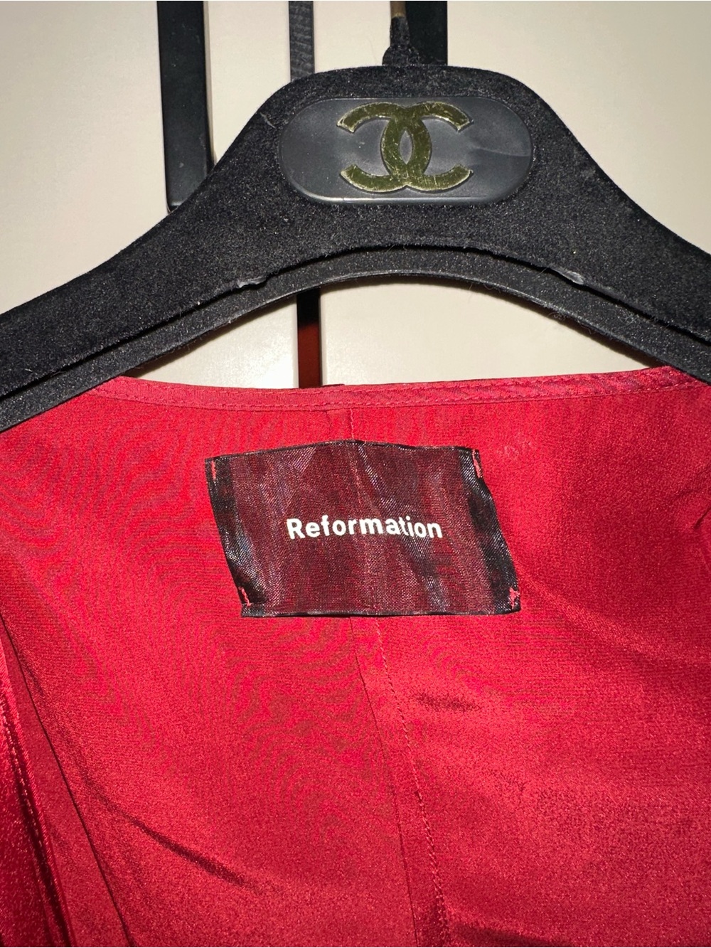 Reformation Harlow Silk Wrap Mini Dress in Deep Red Size Small - Picture 3 of 5